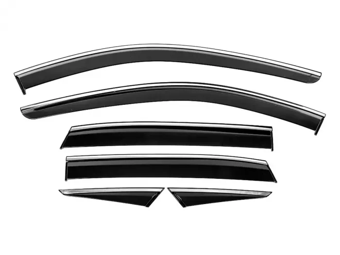 Ветровики Nissan Qashqai III (J12; 21-) - Niken (с хром молдингом) 6 шт 2