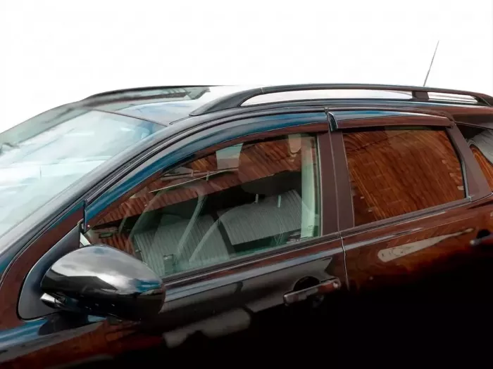 Дефлекторы окон Nissan Qashqai I (J10; 07-13) - Hawk (чёрный хром) 4