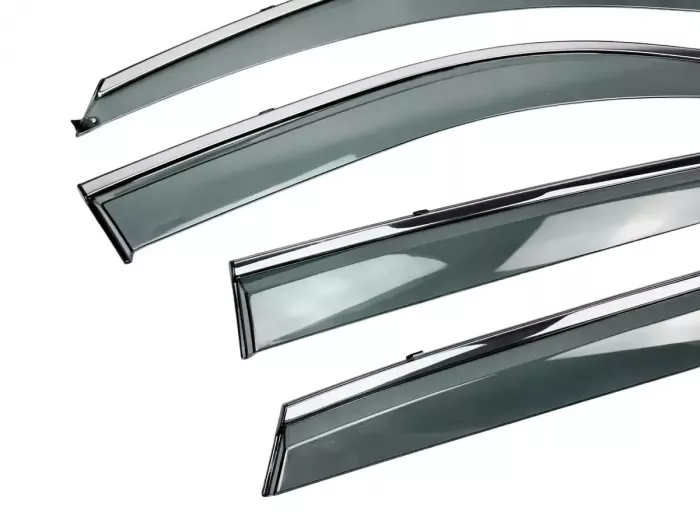 Дефлектори вікон Hyundai Tucson I (JM; 04-10) - Hawk (з хром молдингом) 2
