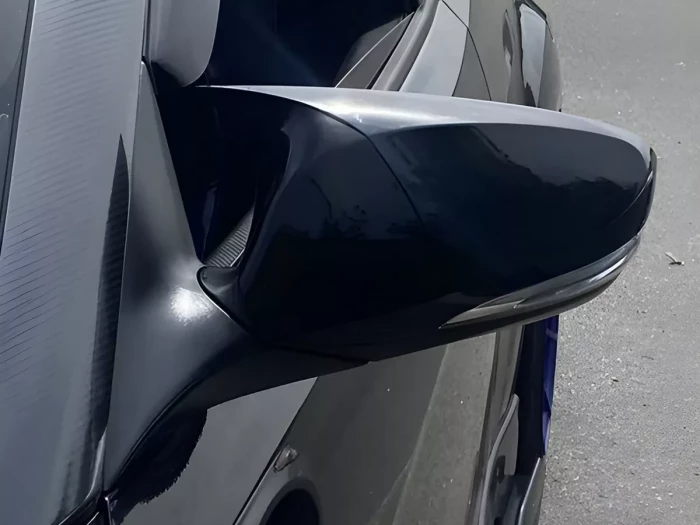 Чёрные накладки на зеркала Hyundai Elantra V (MD) / Accen Solaris / i30 II (GD) - Bat стиль (с поворотниками) 5