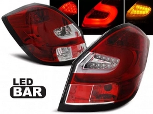 Ліхтарі задні Skoda Fabia II (07-14) - LED BAR червоно-білі