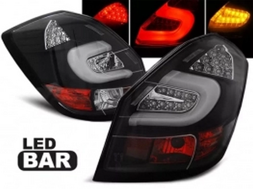 Ліхтарі задні Skoda Fabia II (07-14) - LED BAR чорні