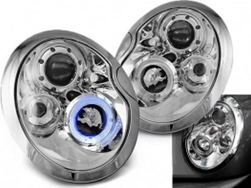 Фары передние Mini Cooper R50 / R52 / R53 (01-04) - ангельские глазки хром 1