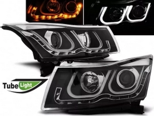 Фари Chevrolet Cruze J300 (09-12) - діодні (Tube Light) чорні