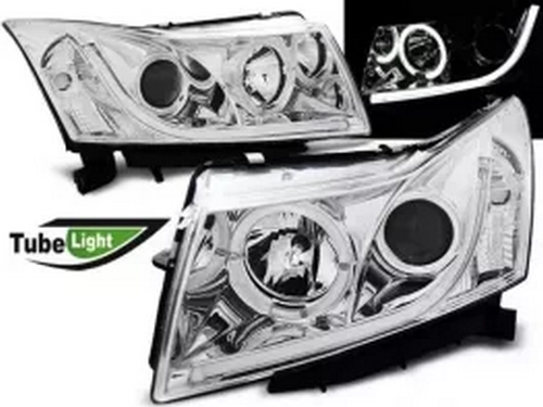 Фари Chevrolet Cruze J300 (09-12) - ангельські очі Tube Lights хром