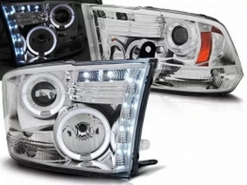 Фари Dodge Ram IV (09-11) - LED ангельські очі хром