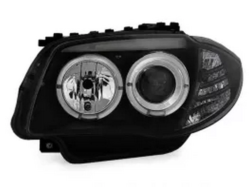 Фары чёрные BMW E87 / E81 (04-11) - ангельские глазки (Sonar) 2