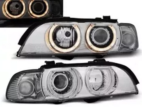 Фары хром BMW E39 (95-04) - ангельские глазки H7 / H7 1