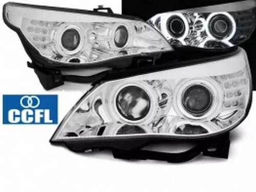 Фари хром BMW E60 / E61 (03-07) - ангельські очі CCFL LED-повороти