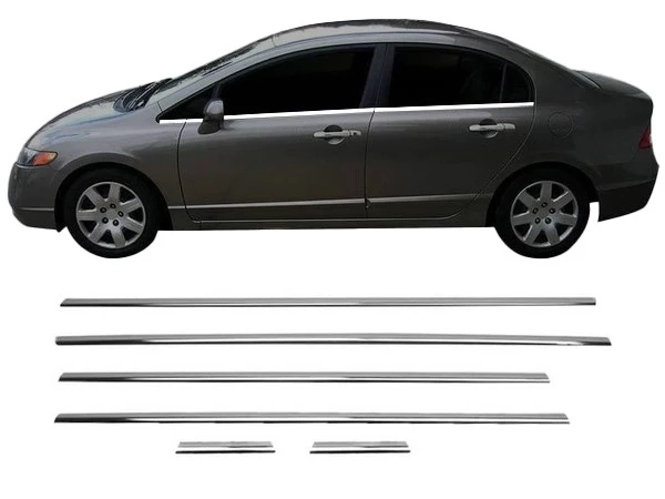 Хром нижні молдинги вікон Honda Civic VIII (06-12) Sedan