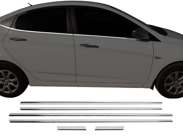 Хром нижні молдинги вікон Hyundai Accent Solaris (RB; 10-17) Sedan