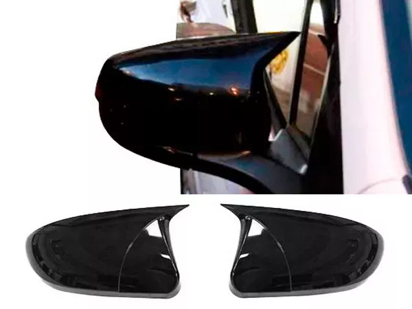 Чорні накладки на дзеркала Hyundai Accent Solaris (10-17) - Bat стиль (без поворотників)