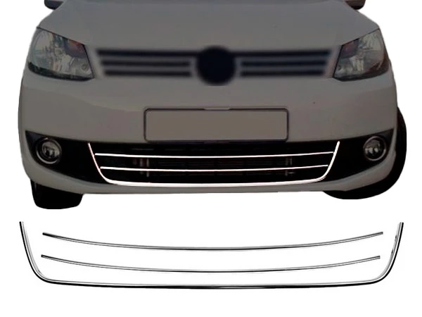 Хром накладки решітки бампера VW Caddy (Trend) (10-14)