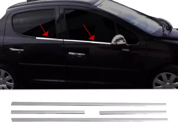 Хром нижні молдинги вікон Peugeot 207 (06-12) 5D Htb