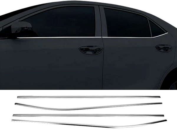 Хром нижні молдинги вікон Toyota Corolla XI (13-18) Sedan