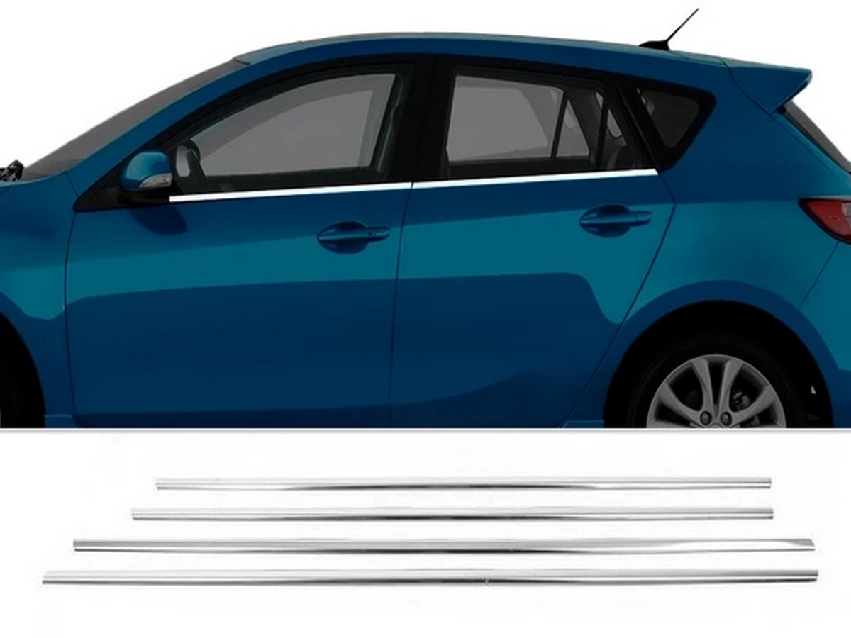 Хром нижні молдинги вікон Mazda 3 II (BL; 09-13) Hatchback