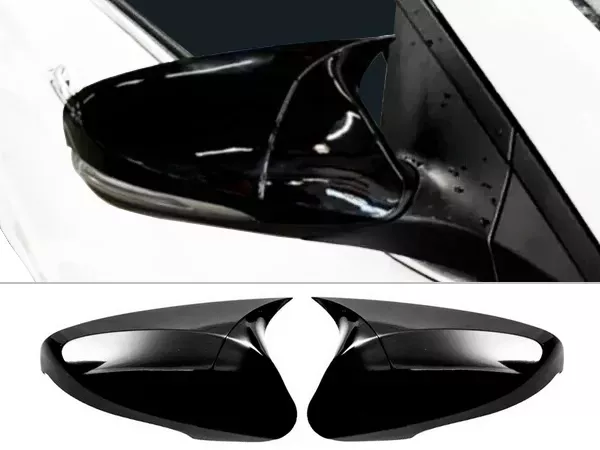 Чорні накладки на дзеркала Hyundai Accent Solaris (10-17) - Bat стиль (з поворотниками)