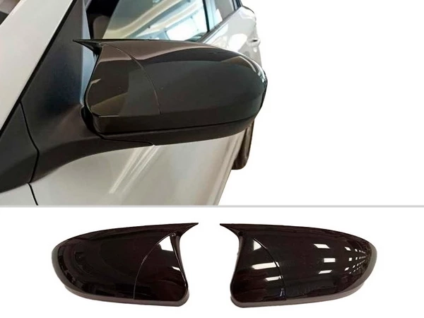 Чорні накладки на дзеркала Hyundai i20 II (GB; 14-20) - Bat стиль (без поворотників)