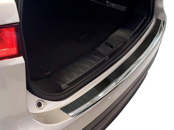 Накладка на задній бампер Jaguar F-Pace (16-19) - карбон+сталь біла