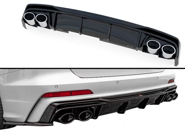 Дифузор задній з імітаторами насадок  Audi A6 C8 S-Line (19-)