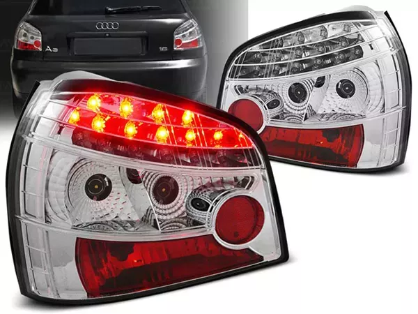 Ліхтарі задні Audi A3 8L (96-00) 3D / 5D Hatchback - LED хром (Sonar)