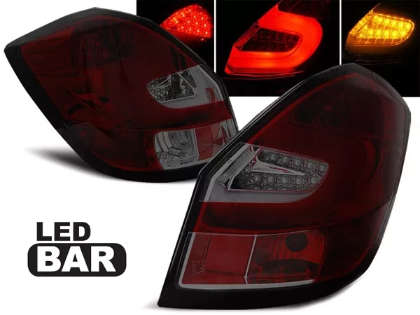 Ліхтарі задні Skoda Fabia II (07-14) - LED BAR червоно-димчасті