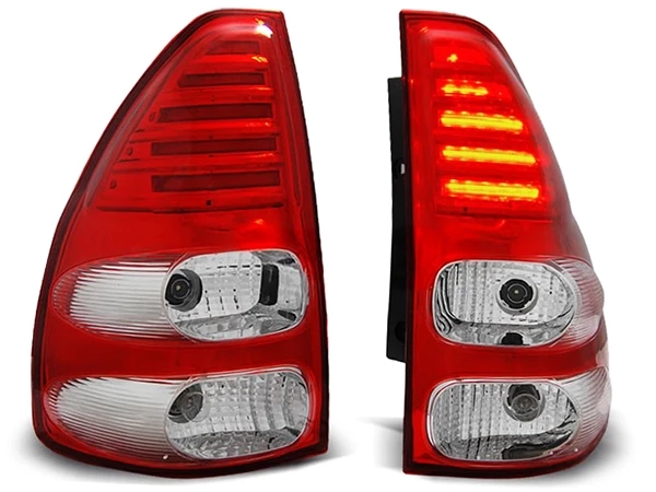 Ліхтарі задні Toyota LC 120 Prado III (02-09) - червоно-білі LED v2