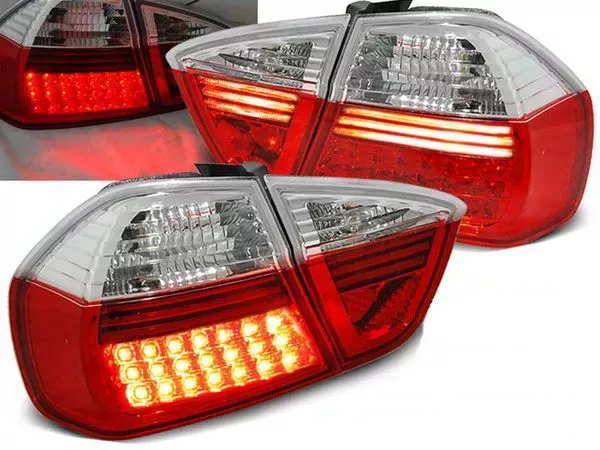 Ліхтарі задні BMW E90 (05-08) - червоно-білі (LED стопи)