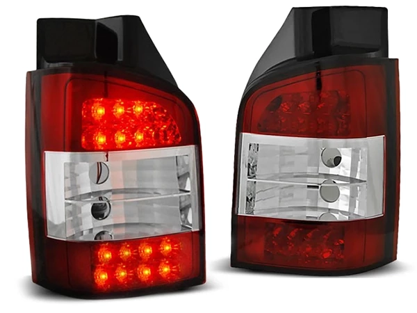 Ліхтарі задні VW T5 (03-09) одна дверка - LED (червоно-білі)