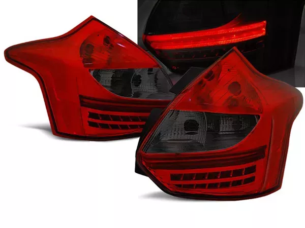 Ліхтарі задні Ford Focus III (11-14) HB - Depo червоно-димчасті