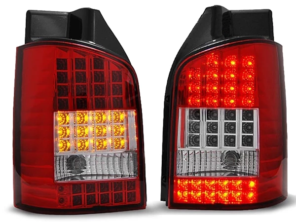 Ліхтарі задні VW T5 (03-09) ляда - LED (червоно-білі)