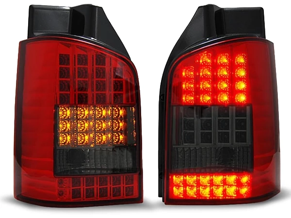 Ліхтарі задні VW T5 (03-09) ляда - LED (червоно-димчасті)
