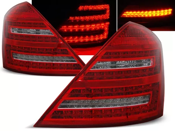 Ліхтарі задні Mercedes S W221 (05-09) - LED червоно-білі