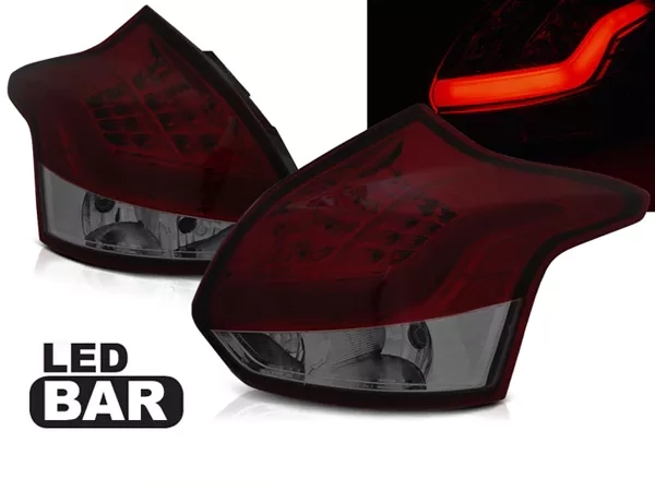 Ліхтарі задні Ford Focus III (C346; 11-14) HB - LED BAR червоно-димчасті