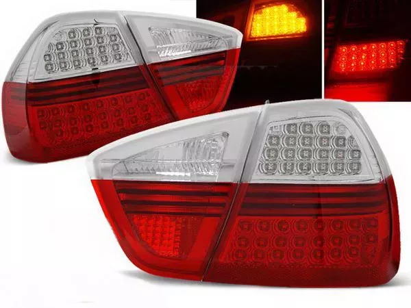 Ліхтарі задні BMW E90 (05-08) - червоно-білі (LED повороти)