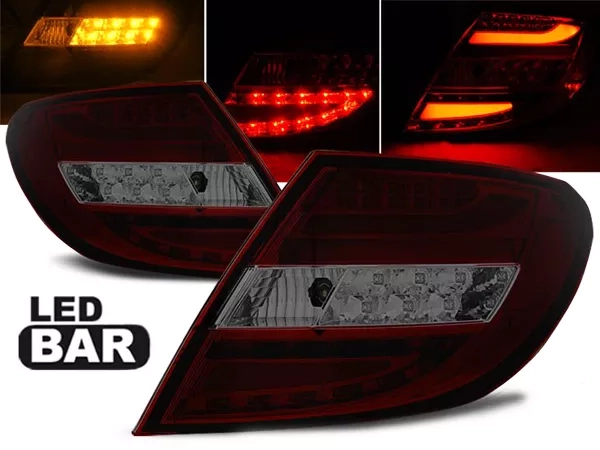 Задні ліхтарі Mercedes C W204 (07-10) Sedan - червоно-димчасті LED BAR (v3)