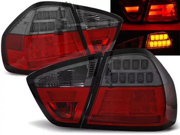 Ліхтарі задні BMW E90 (05-08) - LED BAR червоно-димчасті (Sonar)