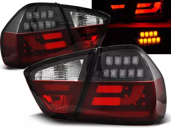 Ліхтарі задні BMW E90 (05-08) - LED BAR червоно-чорні (Sonar)