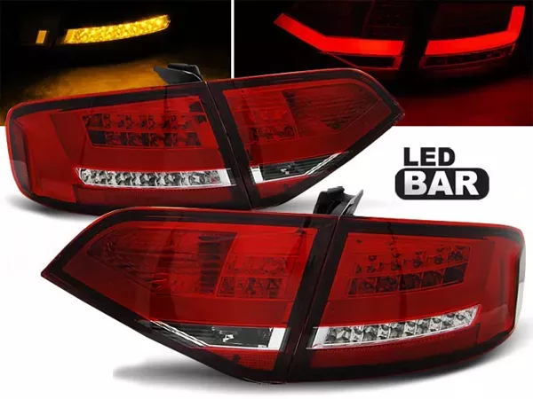 Ліхтарі задні Audi A4 B8 (08-11) Sedan - Led Bar червоні