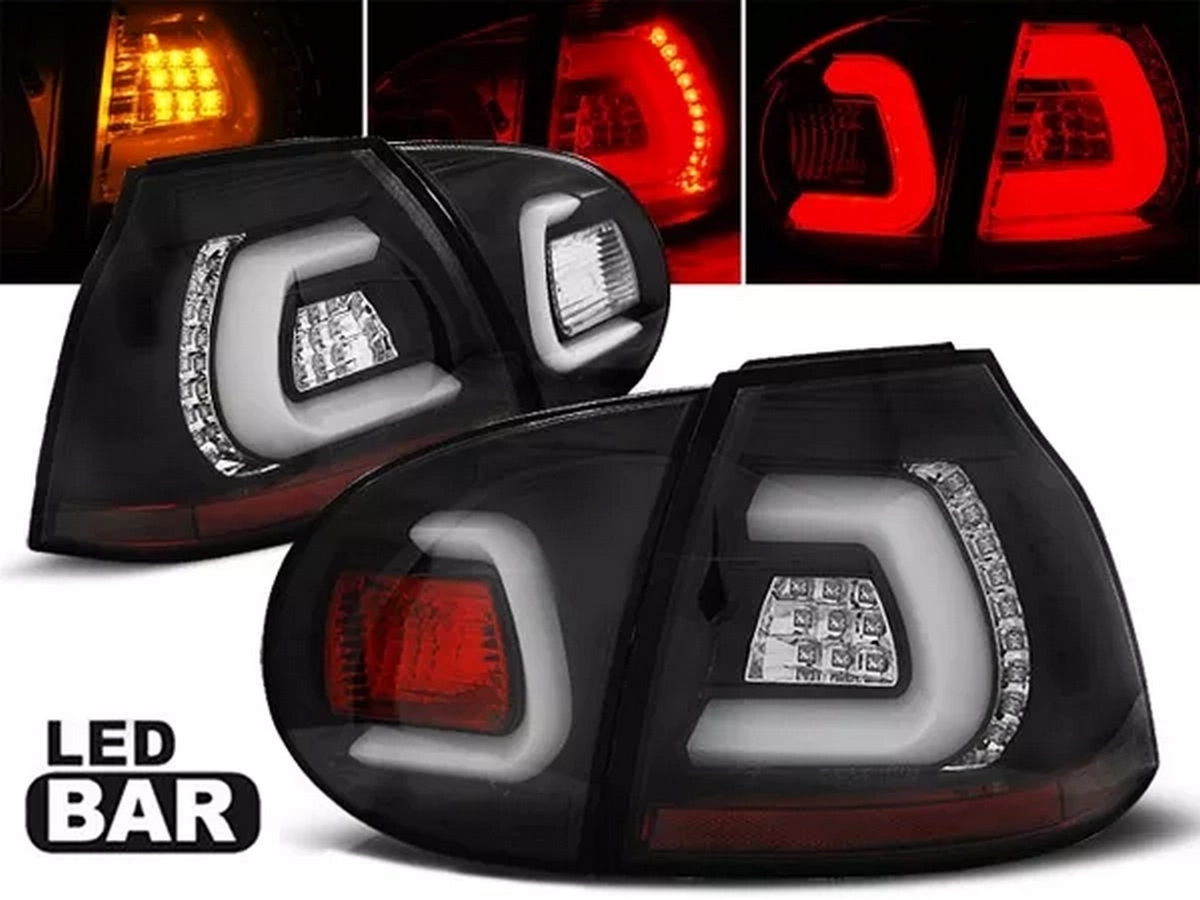 Ліхтарі задні VW Golf V/5 (03-08) HB - Led Bar чорні (Sonar)