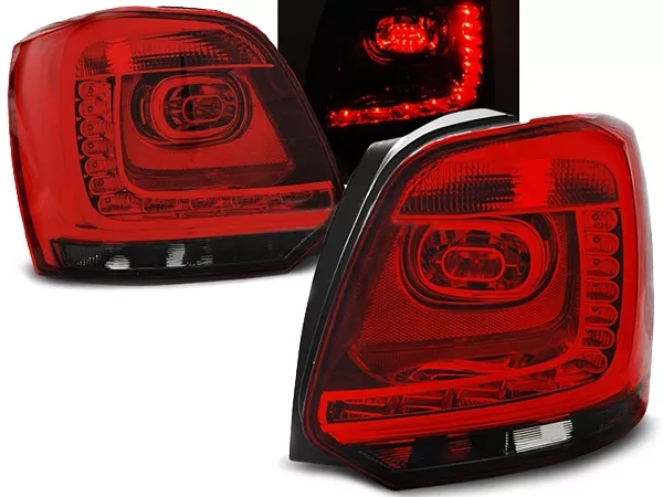 Ліхтарі задні VW Polo V 6R (09-14) HB - LED (червоно-димчасті)