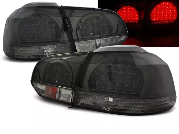 Ліхтарі задні VW Golf VI (08-12) HB - димчасті (Led кола)