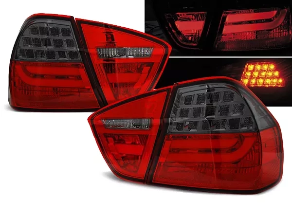 Ліхтарі задні BMW E90 (05-08) - LED BAR (червоно-димчасті)
