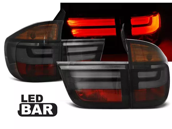 Ліхтарі задні BMW X5 E70 (07-10) - Led Bar рестайлінг стиль димчасті