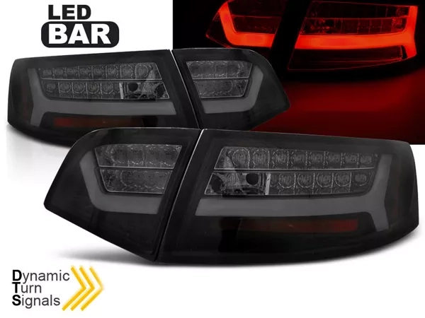 Ліхтарі задні Audi A6 C6 (09-11) Sedan рестайлінг - LED BAR з динамічними поворотами (чорні)
