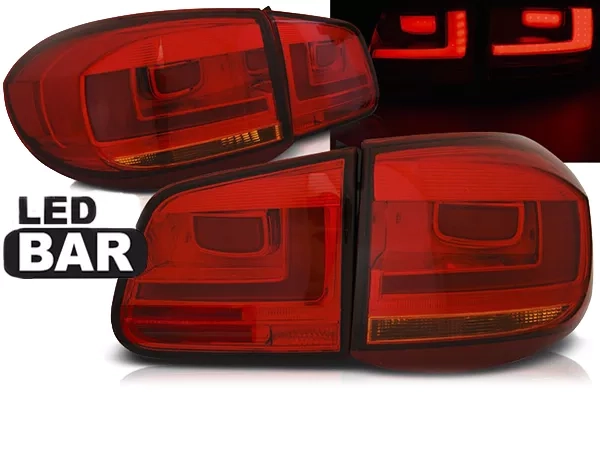 Ліхтарі задні VW Tiguan I (11-15) рестайлінг - LED BAR (червоні)