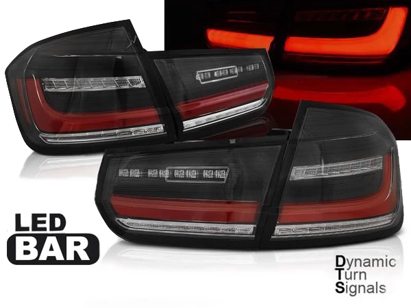 Ліхтарі задні BMW 3 F30 (11-19) - LED BAR з DTS (чорні)