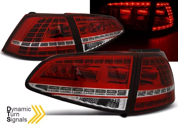 Ліхтарі задні червоно-білі VW Golf 7/VII (12-17) HB - LED динамічні повороти (GTI стиль)