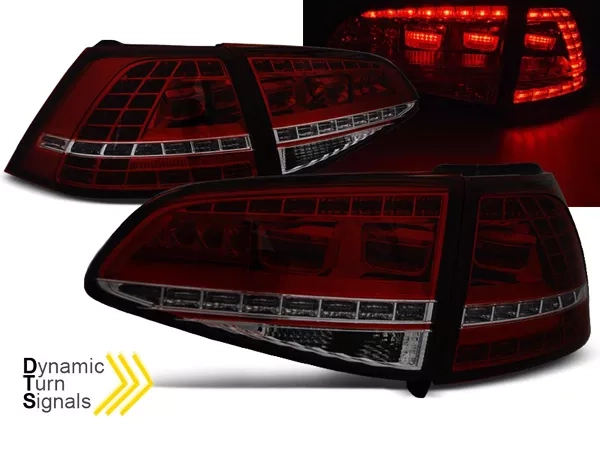 Ліхтарі задні червоно-димчасті VW Golf 7 VII (12-17) HB - LED динамічні повороти (GTI стиль)