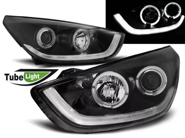 Фари Hyundai ix35 (10-13) - Tube Light ангельські очі чорні